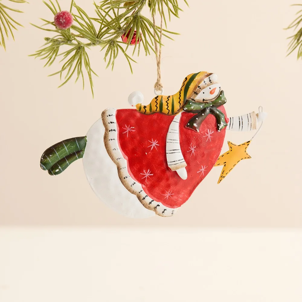 

Cute Handmade Snowman Hanging Model with Lanyard Hanging Xmas Ornament Cartoon Iron Christmas Tree Decor New Year Party