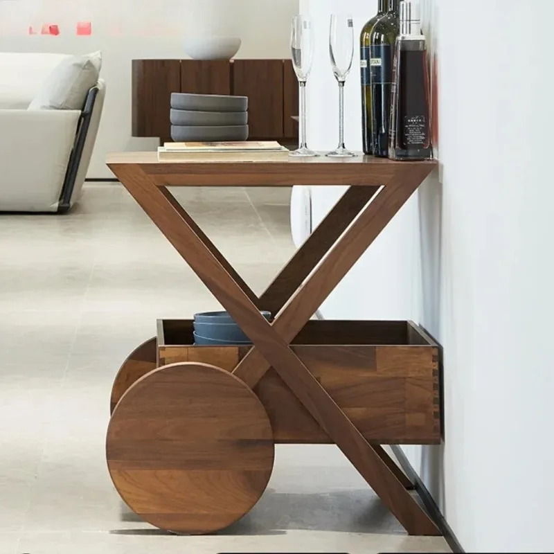 

Sideboard Cabinet Solid Wood Dining Car Italian Tea Table Household Living Room Tea Cabinet