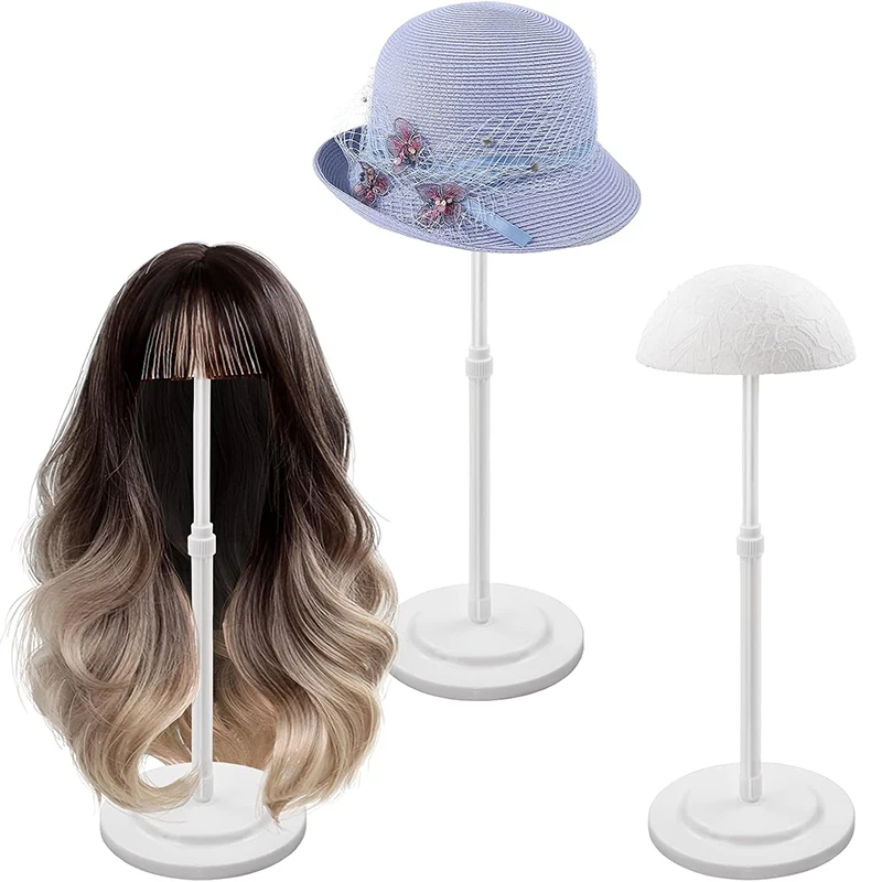 1PC Adjustable Height Wig Stand Unisex Adult Lace Hat Display Plastic Wig Head Holder Portable Durable With Styling_voghion.com