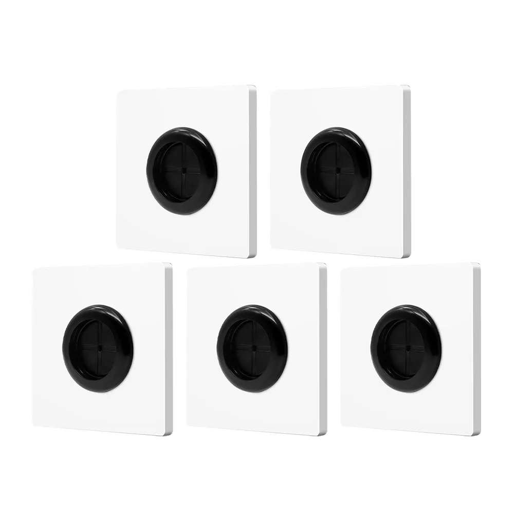 5Pcs Cable Management Wall Plate with Rubber Pad Blank Panel Cable Pass Through Outlet Cover for Wire Organization