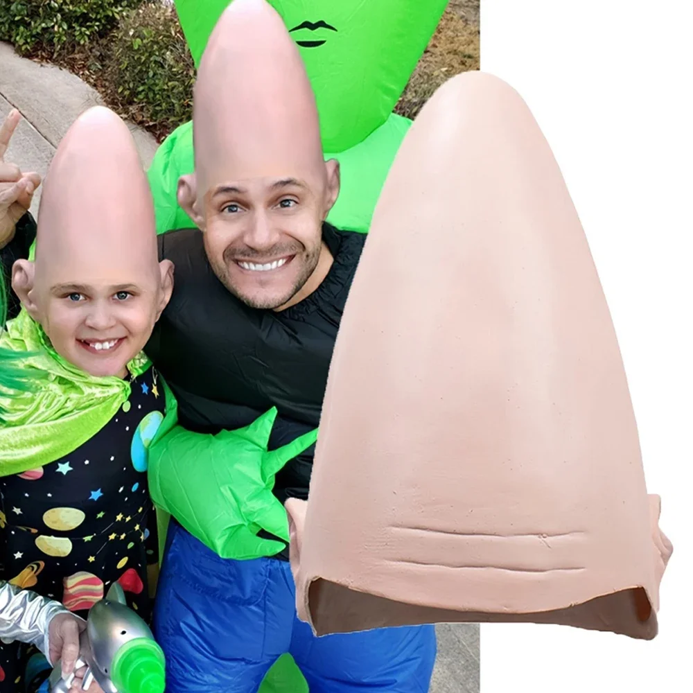 Tête d'oeuf en forme de peau conique Alien Masque Cap Cosplay Faux Coneheads Latex Casque Halloween Carnaval Party Costume Props