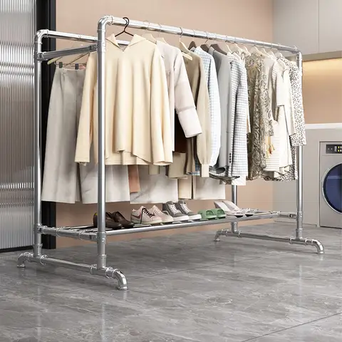 Stendibiancheria Pieghevole a Più Livelli con Ruote in Acciaio Rivestito, Autoportante, per Interni, Camera da Letto, Balcone, Salvaspazio