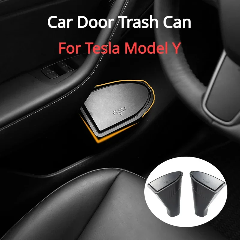 

Car Door Side Storage Box for Tesla Model Y 2023 Front Door Handle Armrest Tray Organizer Trash Can Modification Accessories