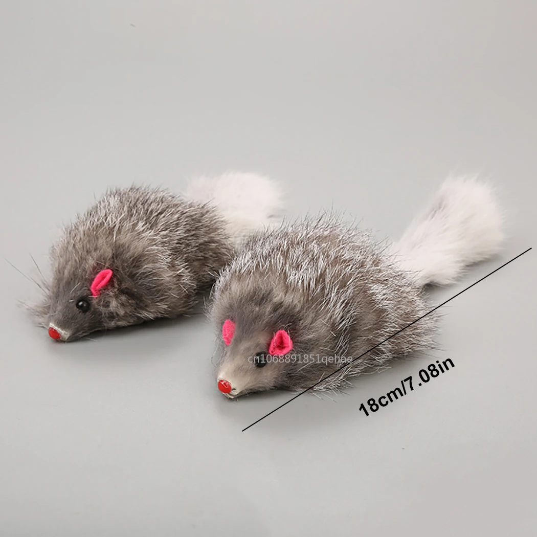 Cat Mice Toys False Mouse Cat Toy Long Tail Mice Soft Real Rabbit Fur Toy For Cats Plush Rat Playing Chew Toy Pet Supplies