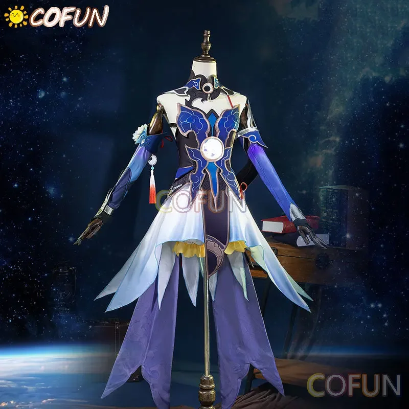 COFUN Game Honkai: Star Rail Jingliu Cosplay Costume Women Cute Dress Halloween Carnival Uniform Party Clothing Anime Suit Wig