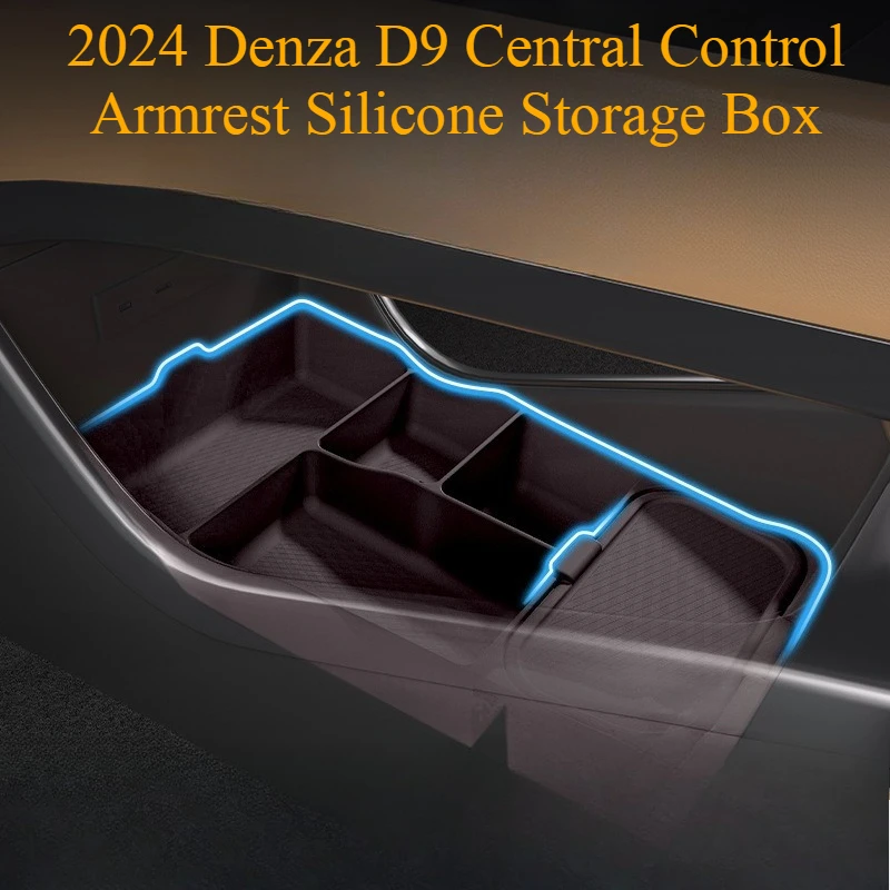 For 2024 Denza D9 First Generation Central Control Armrest Silicone Storage Box Sundries Non-slip Pad Car Accessories Interior