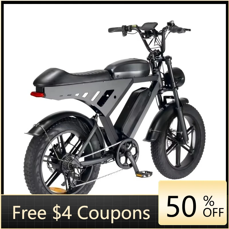 

Rs 500W retro electric moped bicycle 48V 73 electric fat tire rear wheel hub disc hydraulic 13AH aluminum alloy