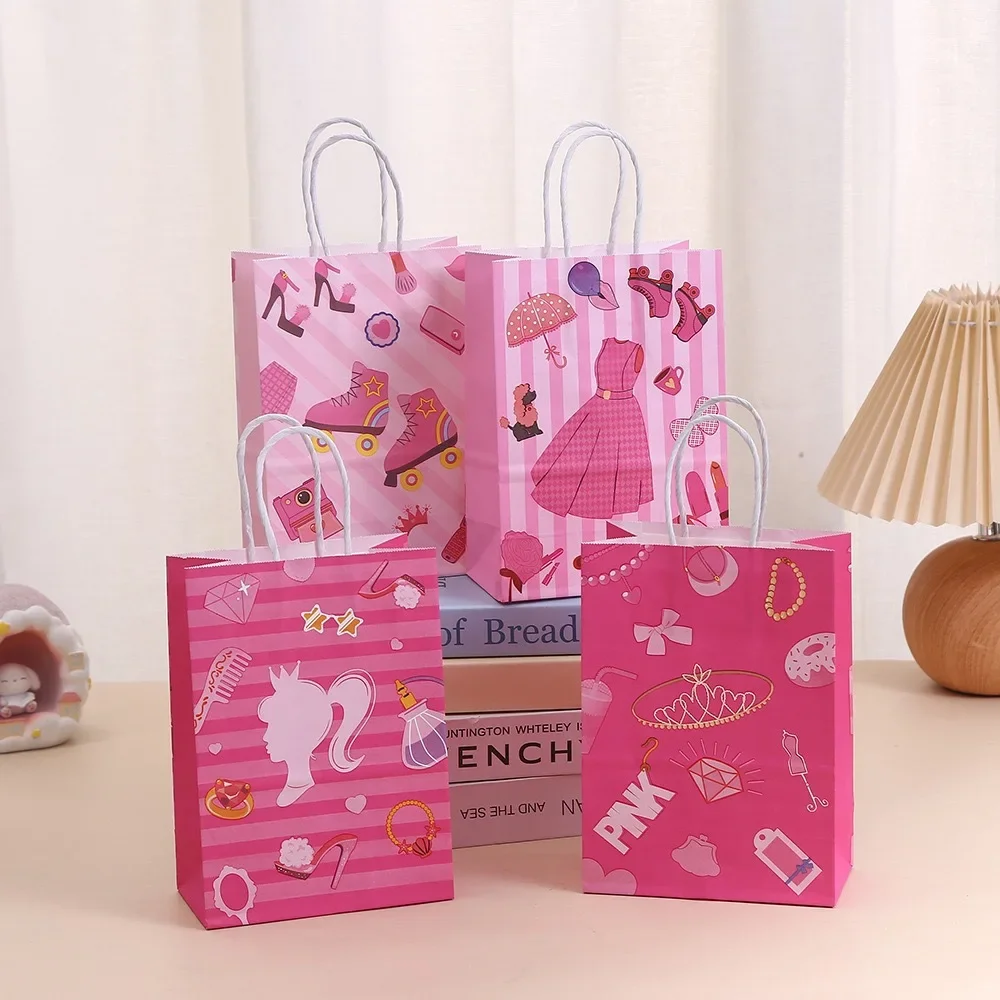 Sac de princesse Barbie Kawaii pour enfants, sacs cadeaux de fête, décoration d'anniversaire de dessin animé mignon, fournitures de fête de bijoux de bonbons, cadeaux de jouets