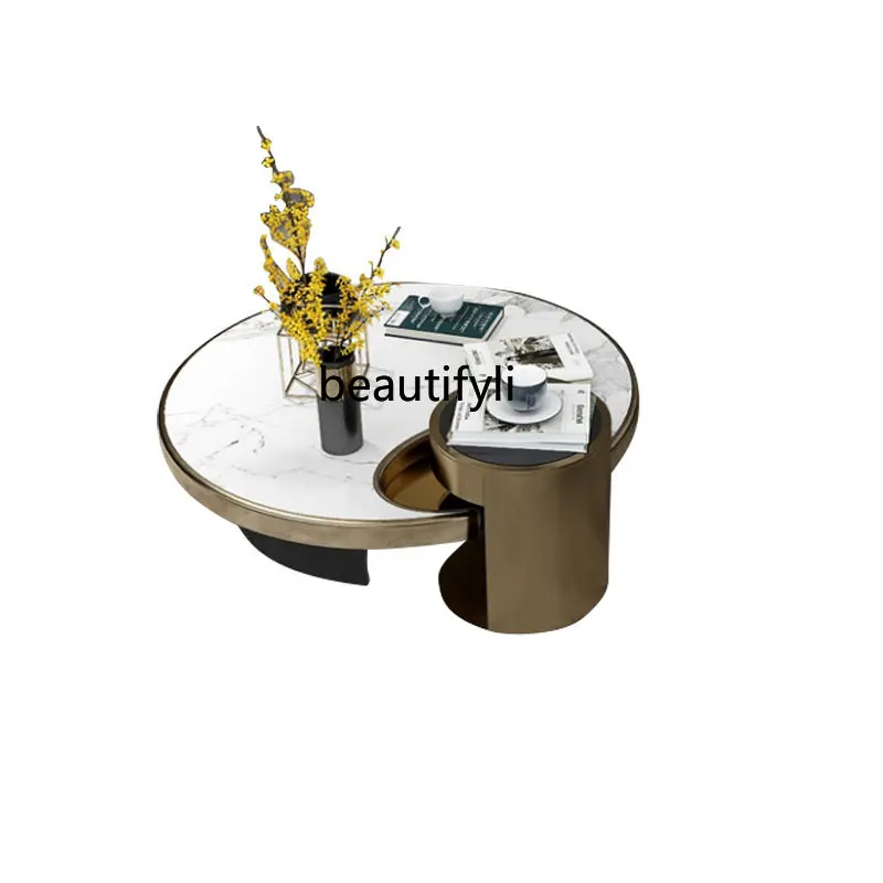 Stainless Steel Customized Simple Marble Metal Household Personalized Tea Table Combination Villa Living Room Nested Tables