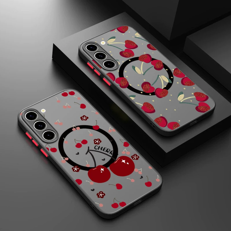 Kirschblüten-Bedruckte Magnetische Handyhülle für Samsung Galaxy S26 S25 S24 S23 Ultra S25 S24 FE A17 A37 A56 A55 A36 A16 A54 Acryl-Cover