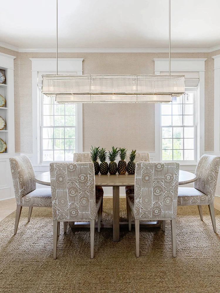 

Villa Rectangle Long Pendant Lights Modern Designer Glass Lamp Ceiling Suspension Lustre Dining Table Deco Ceiling Chandeliers