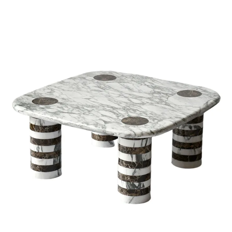 Modern Italian limestone coffee table for living room furniture - durable design, decorative beige