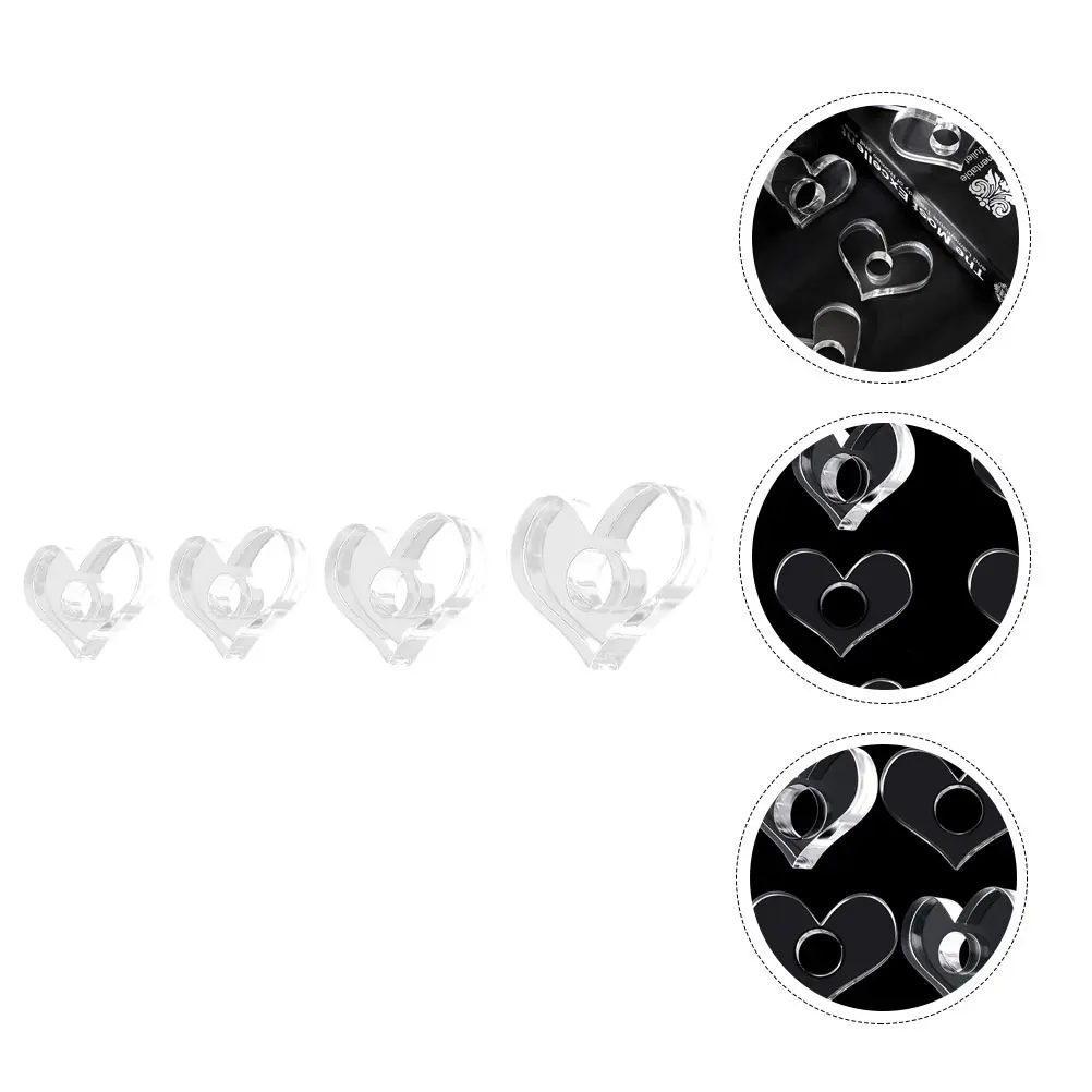 

4pcs Acrylic Thumb Bookmark Ring Page Holder Book Expander Portable Reading Accessory Transparent Heart Shape