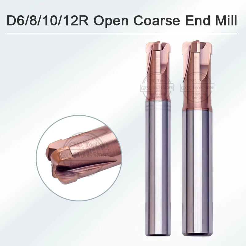 D6/8/10/12R End Mill D6R1.5H2.5-M9.5 D12R2.0H5-M19 Quenching Fast Feed End Mill Lathe Remove Black Skin And Open Coarse End Mill