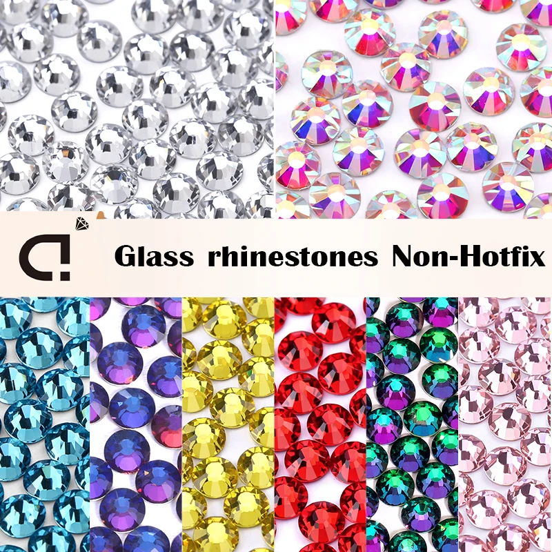 DUCrystal Multicolor Rhinestones Flatback Non Hotfix Glass Glitter Crystal Rhinestones for Clothing Decor Nail Art Gem Crafts