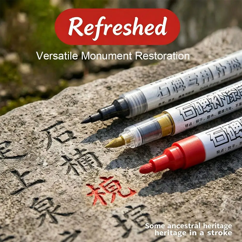 Large Capacity Stone Inscription Restoration Pen - 3mm Marker Waterproof UV-Resistant For Tombstone Repair Tool ﻿
