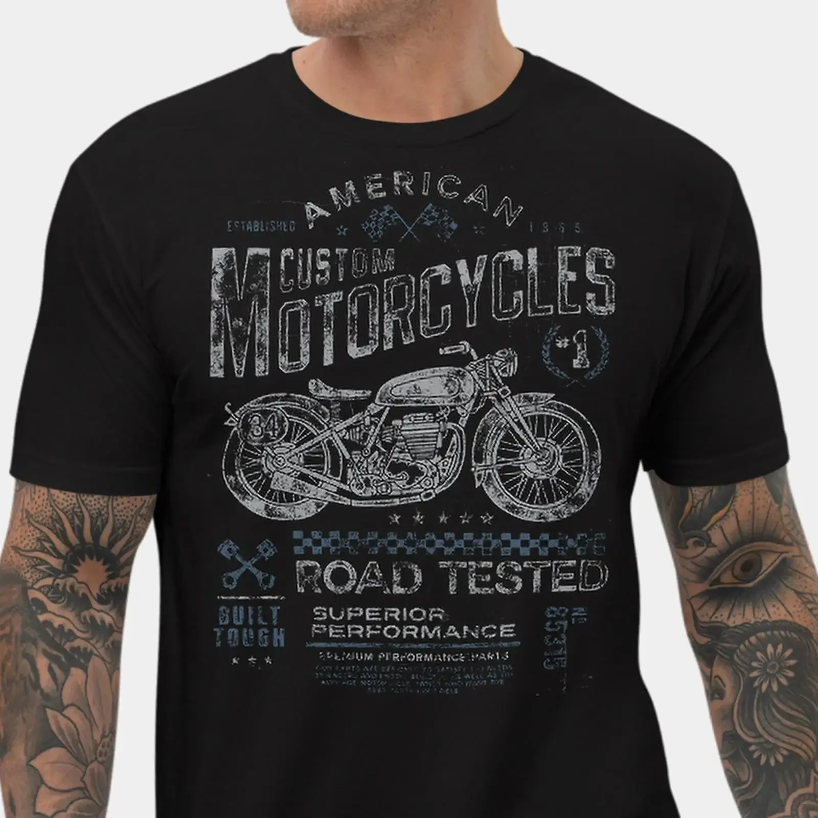 Motorcycle T Shirt Biker ROAD TESTED   vintage Washed Soft Stretched Breathable Unisex homme Casual Top For Everyday Wear