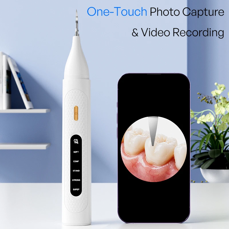 Visible Ultrasonic Dental Teeth Cleaner Video Electric Scaler Camera 5 Modes of High-frequency 6 LEDs Tartar Remover