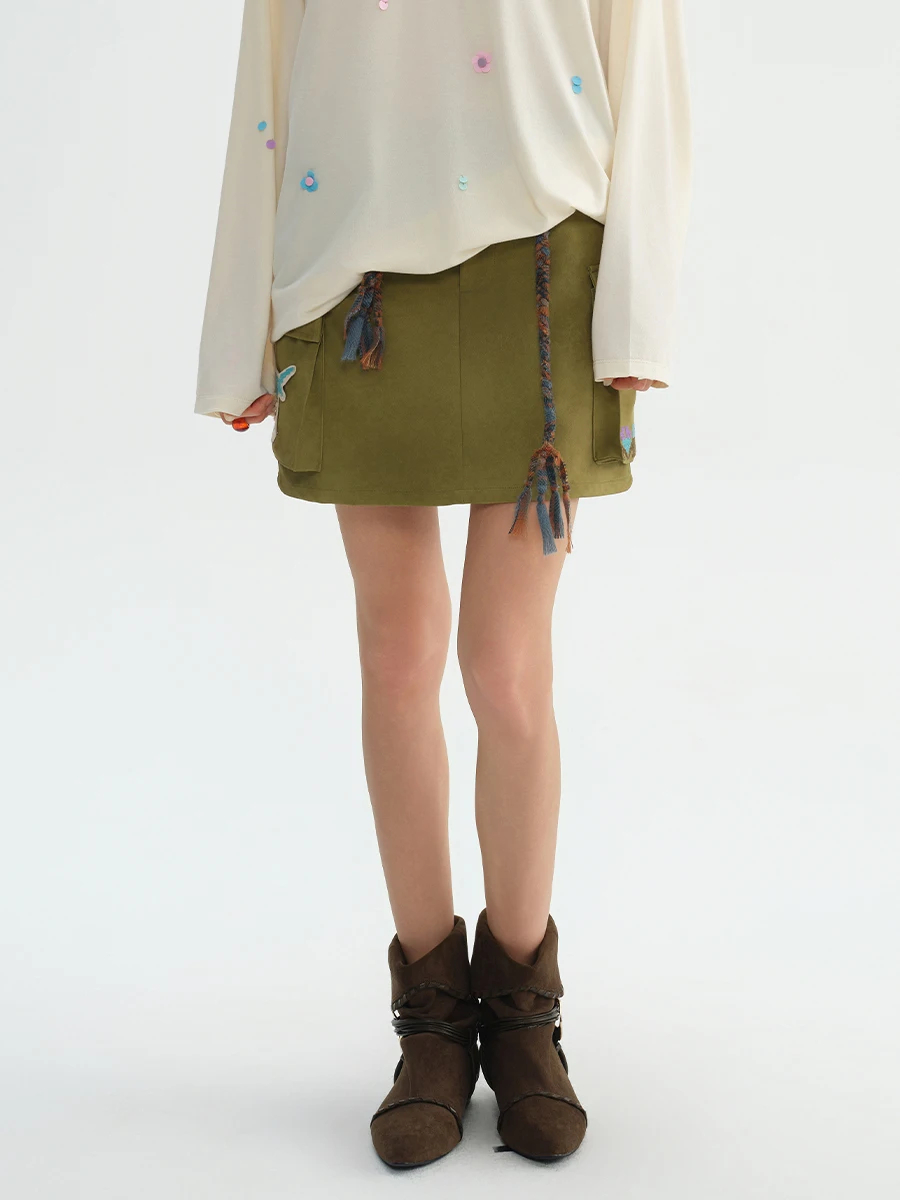 

Новая юбка-брюки HI to HI, осенне-зимняя, фасон А-силуэт, повседневная, со средней талией, с вышивкой, для женщин