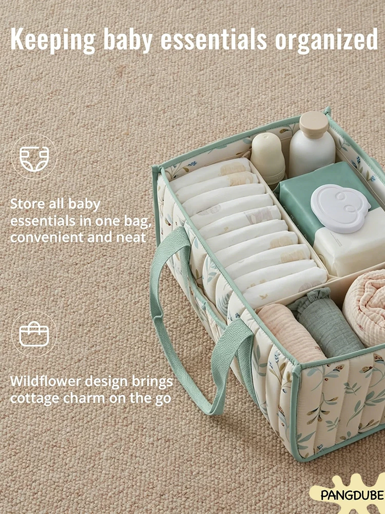 PANGDUBE Diaper Stacker Organizer Baby Diaper Bag Storage Caddy for Newborn Items Nappy Holder Gift for Baby Shower