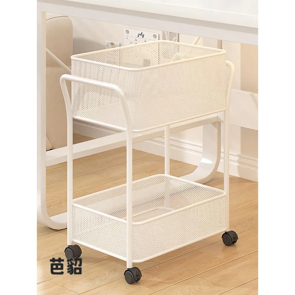 Mobile Book Bag Rack under Table Home Multi-layer Book Storage Stand Bookshelf Portable Organizer Metal Frame No Assembly Needed