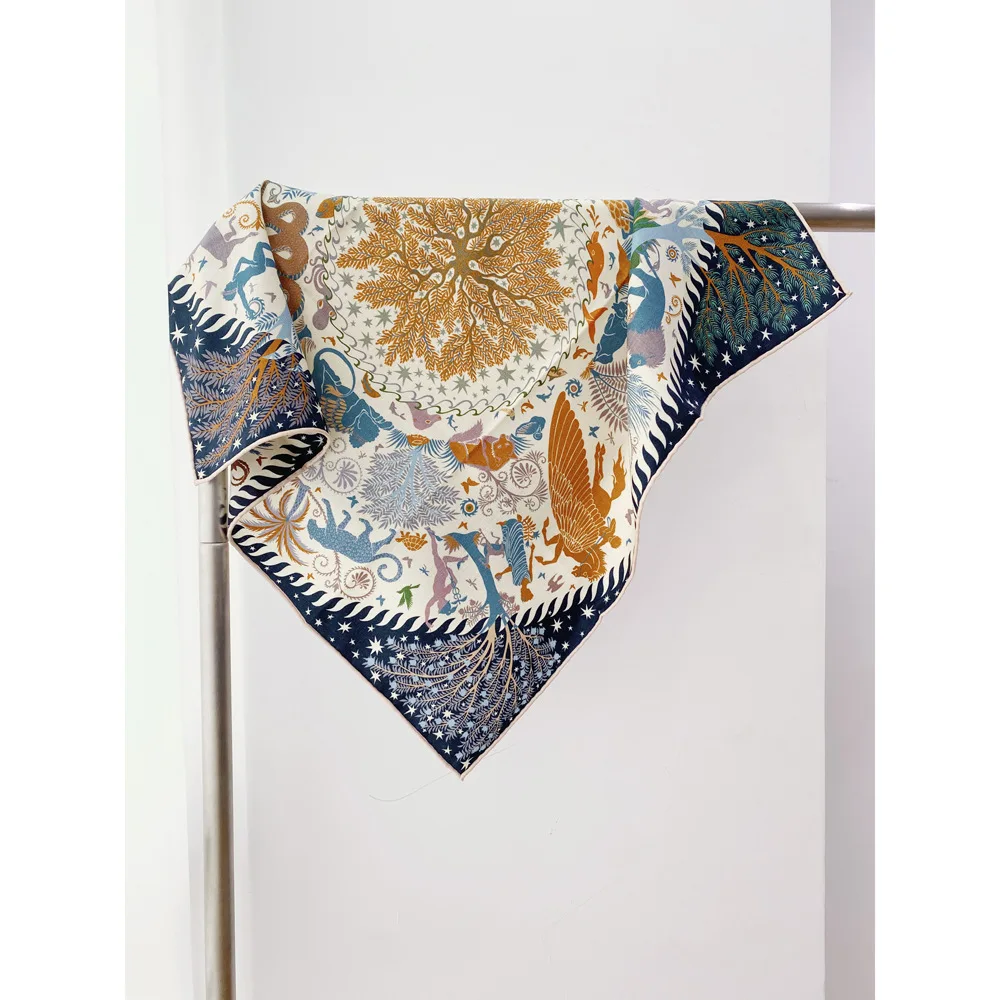 

Двусторонний шарф, женские шелковые шерстяные банданы, роскошные зимние квадратные шарфы, аксессуары для головы, рождественский подарок