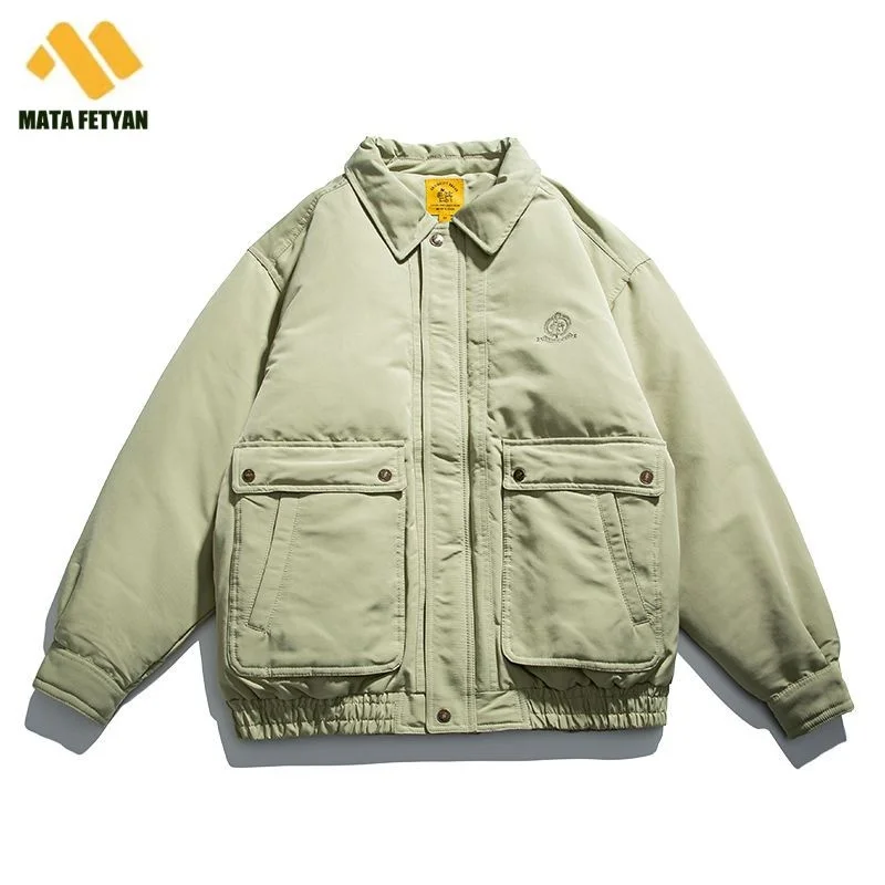 

2025 Winter Warm 90% White Duck Down Loose Down Jacket Japanese Retro Large Pocket Casual
