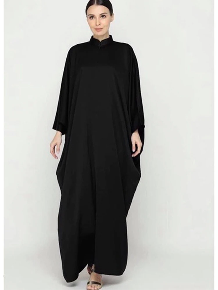 Bata étnica de Ramadán Jilbab para mujer, ropa de caftán de Galabia con cuello levantado, Abayas marroquíes, talla Maxi, sólida y modesta