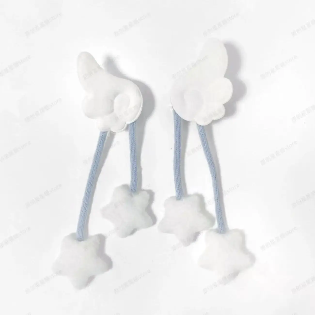 Japanese Harajuku Angel Wing Star Hair Clips, Cute Black Plush Hair Accessories for Y2K Soft Girls, Kawaii Lolita Hair Pins