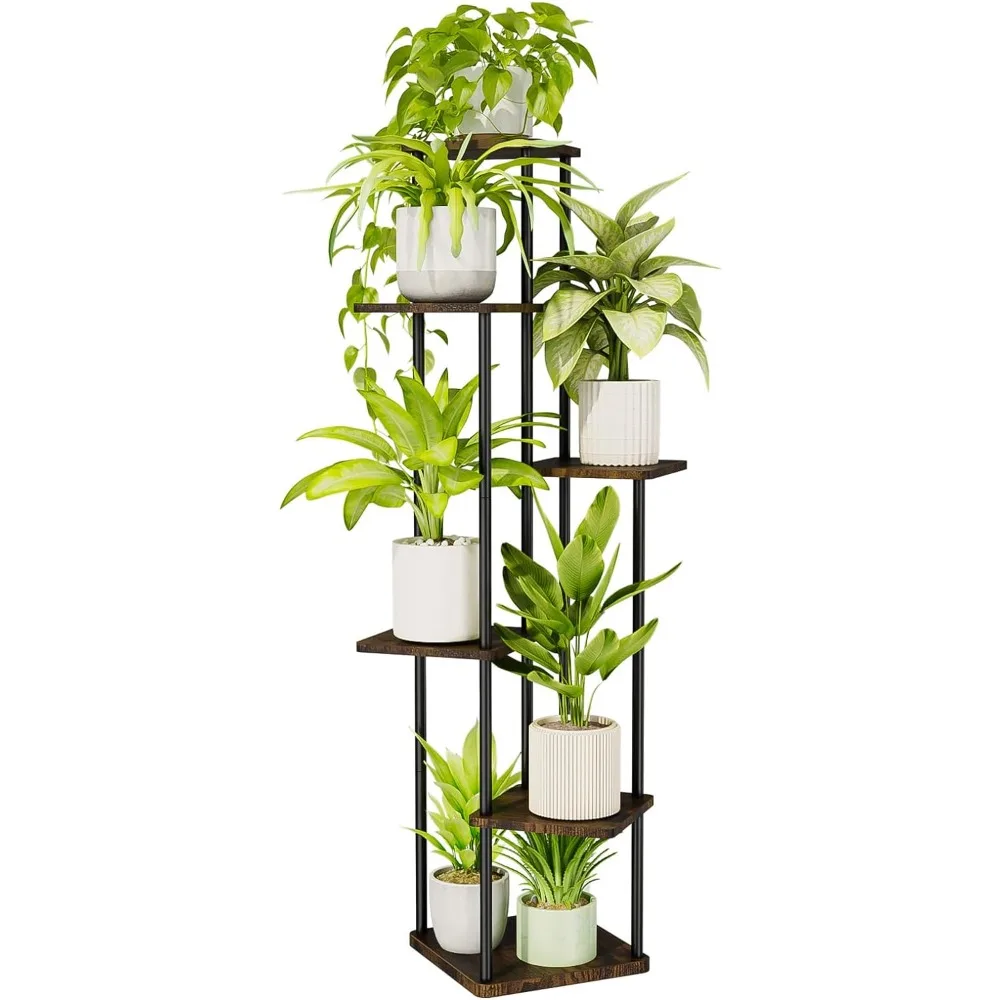 

Bamworld Tall Plant Stand Indoor, 6 Tier Metal Plant Shelf for Multiple Plants, Corner Tiered Flower Stand for Patio Garden Balc