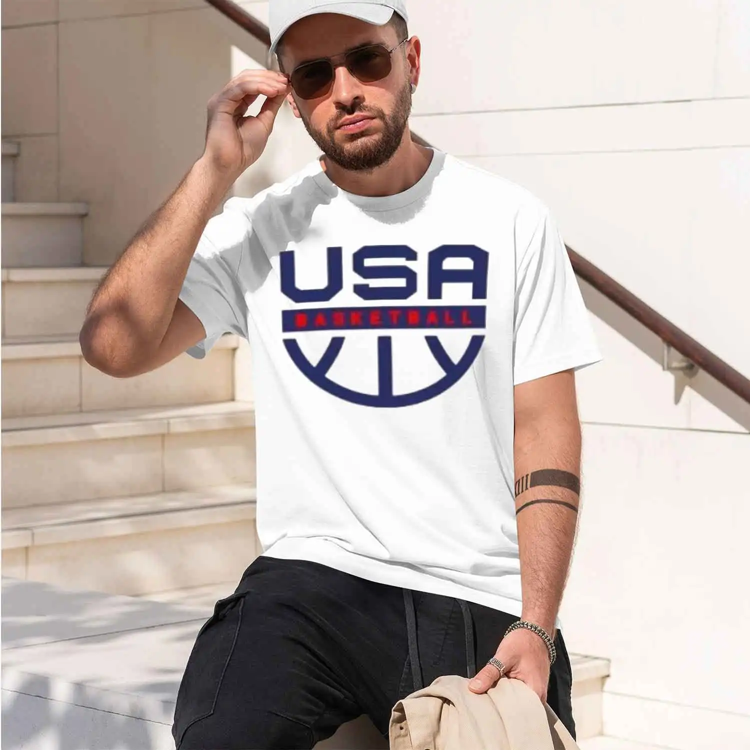 2026 New Model 2025 Summer USA Basketball eam Team Jersey Training Uniform Cotton Printed Short Sve T-shirt Durant Lillard USA H view 2