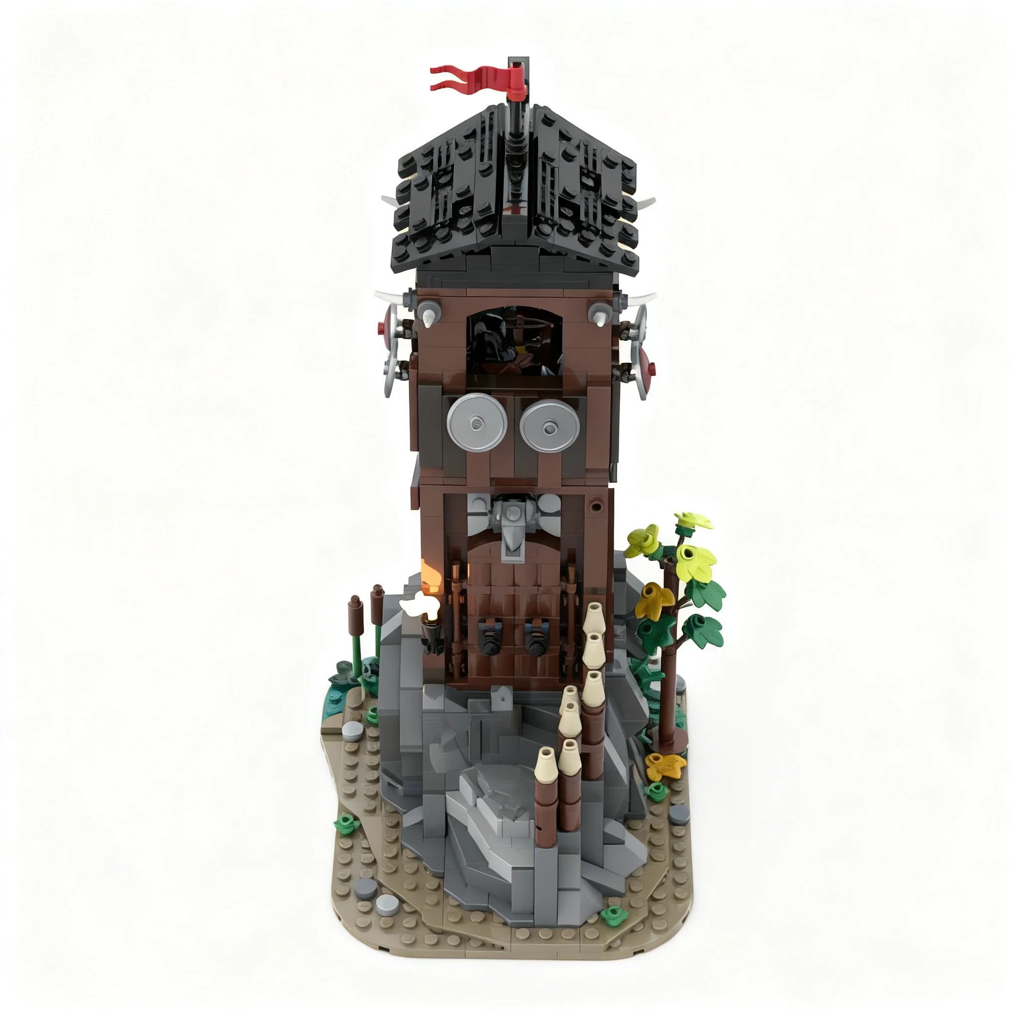 915pcs MOC Castle Wolfpack Mountain Watchtower Model Building Blocks Christmas Gift Creative For Desktop And Shelf Display Kit