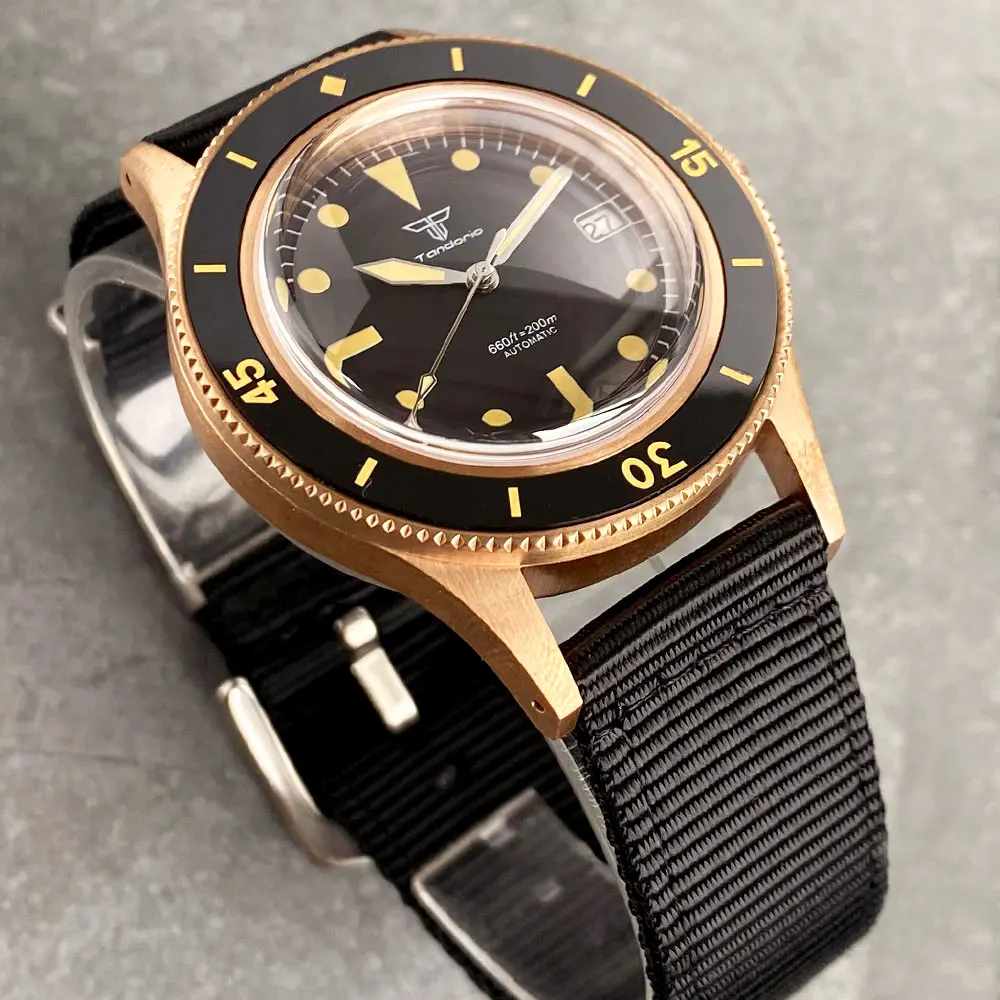 CUSN8 Solid Bronze Case Super Lume Bezel Mark 200M Waterproof Diver Watch Men Mechanical NH35A Domed Sapphire Ceramic Insert