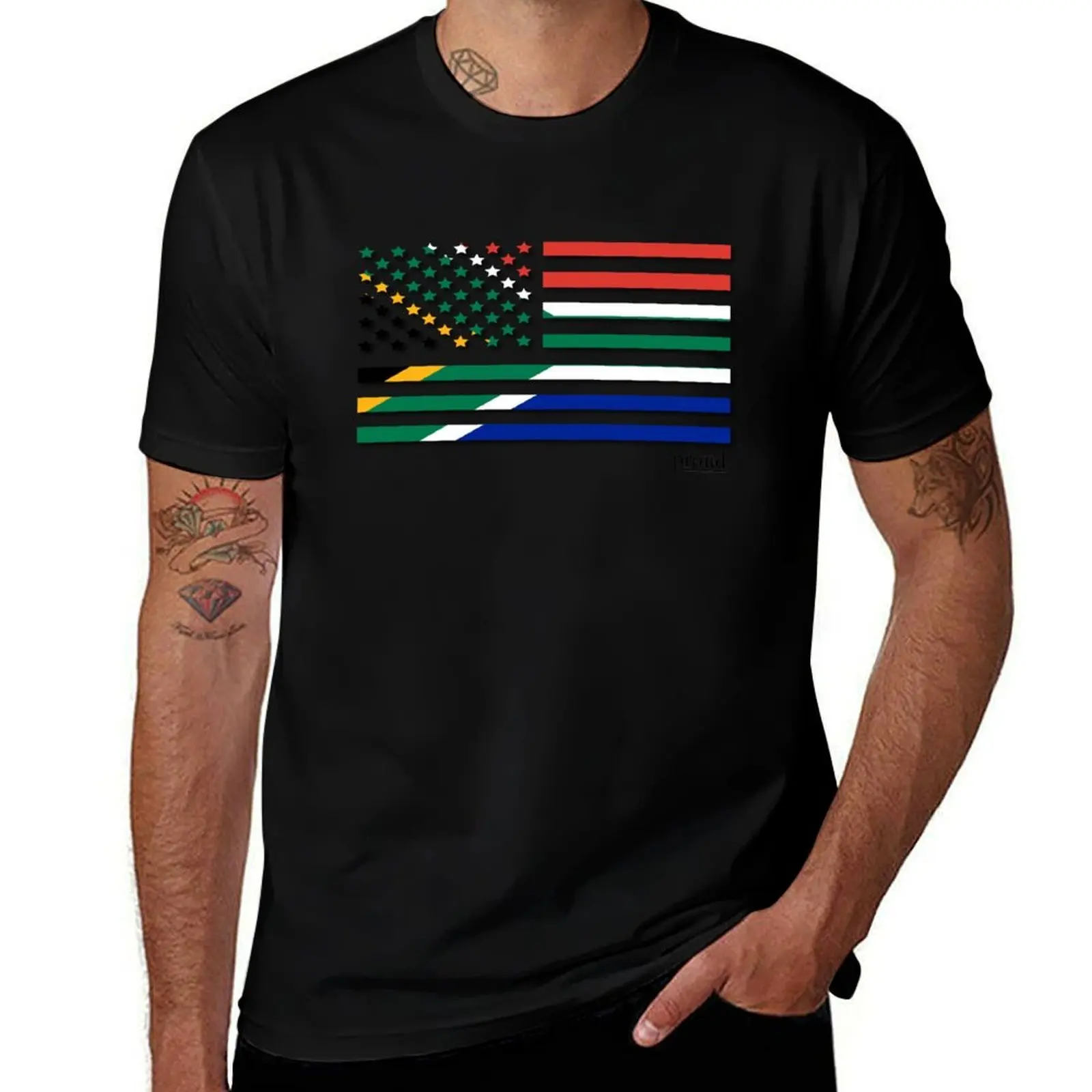 South Africa-America T-Shirt Daily Wear Plain Short Sleeve Shirt T-Shirt