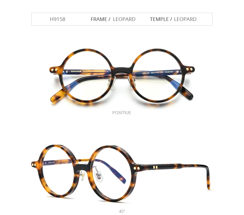 HEPIDEM Acetat Brille Rahmen Männer Marke Designer Runde Frauen Nerd Brillen japanische handgemachte Brille Vintage Brillen 9158 – Detail 9