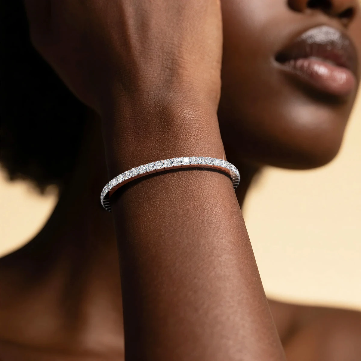 2/3mm Elastic Moissanite Tennis Bracelets for Women Men Full Diamond Sparkling Pure 925 Sterling Silver Hand Chain Jewelry