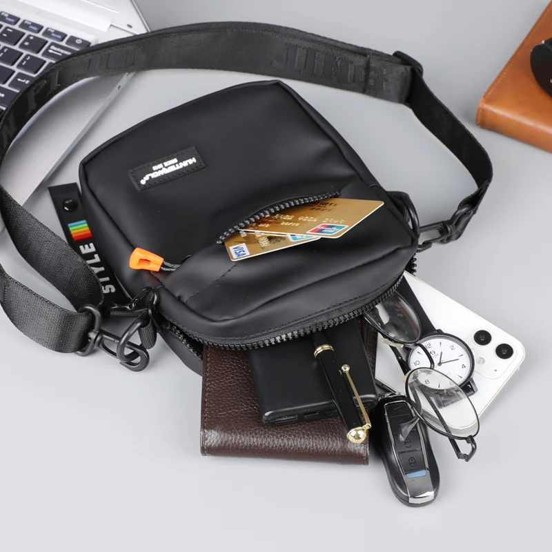 Messenger Sling Bags For Men Casual Oxford Small Zipper Crossbody Pouch Simple Mini Crossbody Phone Bag Male Side Shoulder Bag