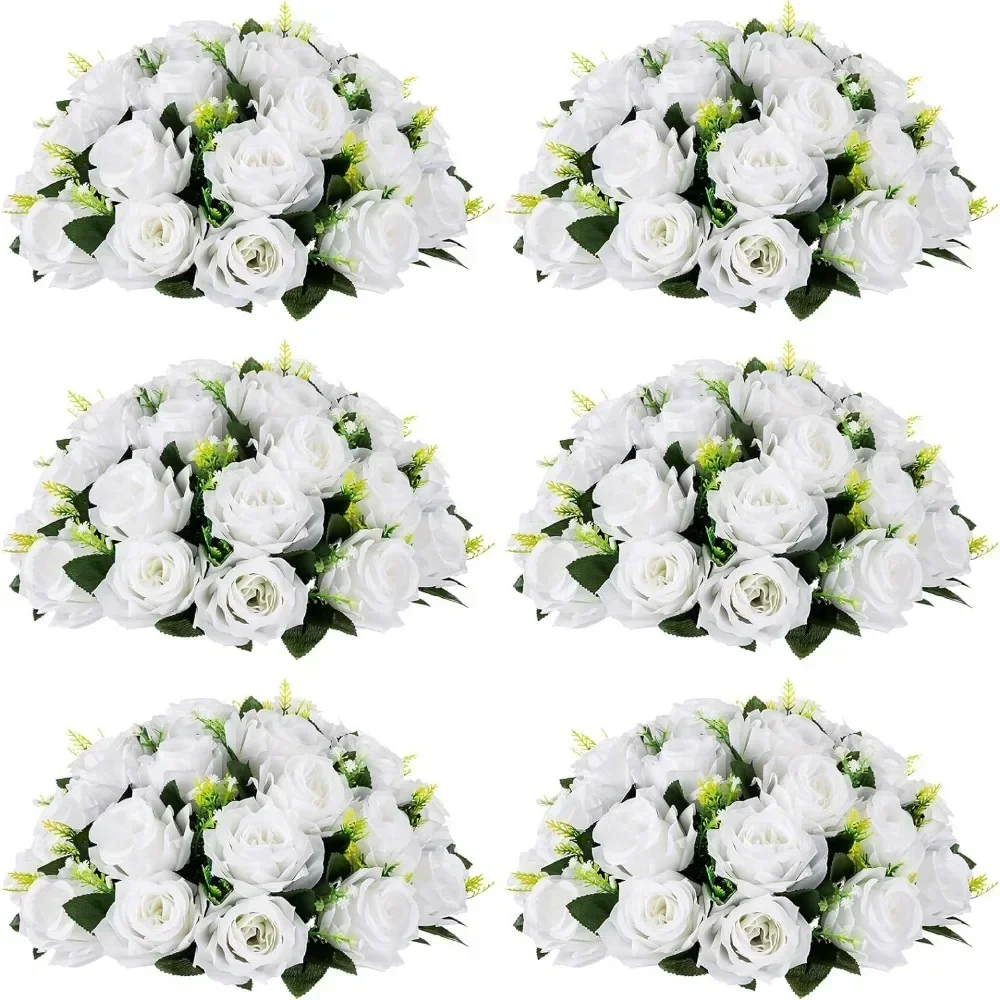 

Large Flower Wedding Centerpieces 6 Pcs 13.8in Diam Artificial Flowers Rose Ball for Centerpieces Tables Weddings Decorations