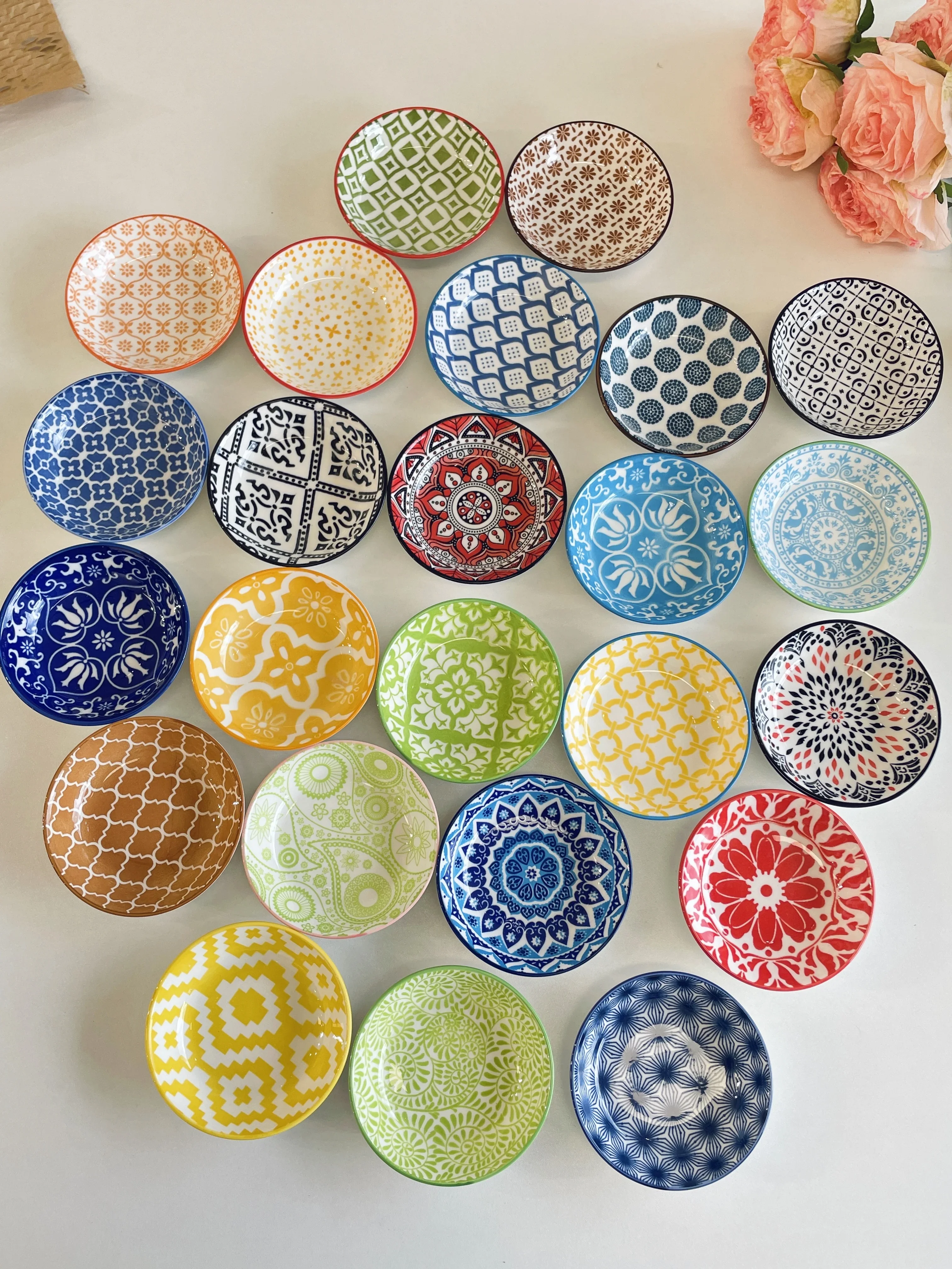 4/8/12 Bohemian-Style Ceramic Small Seasoning Plate, Soy Sauce Sauces, Randomly Dispatched with Patterns and Designs