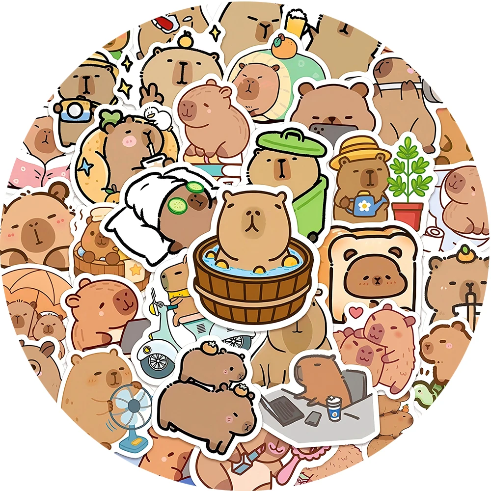 10/30/50pcs Animale Sveglio Capibara Adesivi Kawaii Del Fumetto Decalcomanie Per Bambini Giocattoli Cassa Del Telefono Del Computer Portatile Frigo Scrapbook Decorazione adesivo
