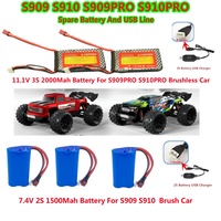 S909PRO Car Battery 7.4V 1500mAh 11.1V 2000MAH Battery USB For S909 S910 S909PRO S910PRO RC Car Original Accessories 3S Battery