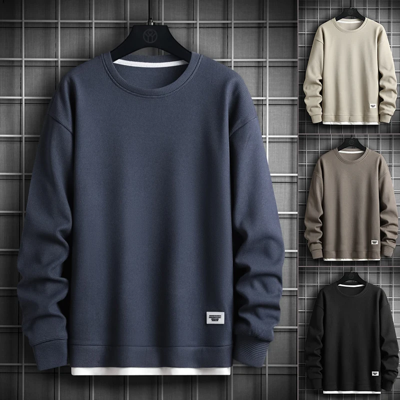 

2023 Solid Color Sweatshirt Men Hip Hop Streetwear Long Sleeve O Neck Pullovers Mens Sportswear Fashion Causal Sweatshirt Tops