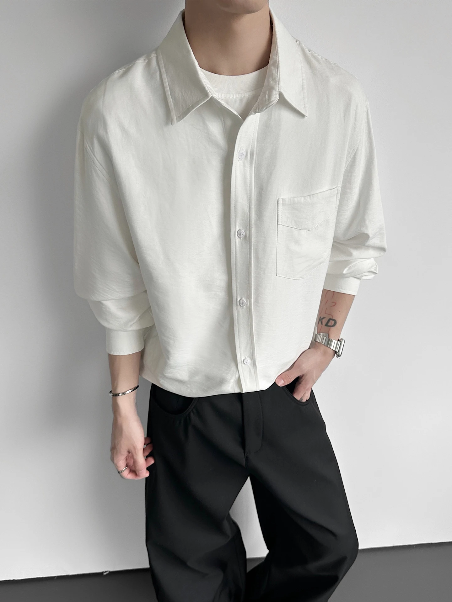 

Men's Long Sve irt Loose Fit Thin Sle Spring Summer Casual Wear Polyester Fiber Non-Iron Design Simple Ele Workwear