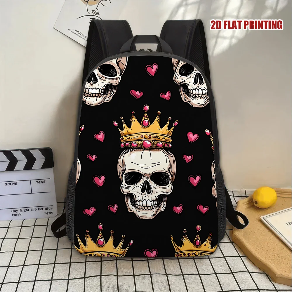 

Рюкзак в стиле Хэллоуин с изображением черепа в короне, стильный и вместительный, идеально подходит для профессионалов.