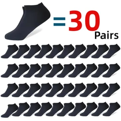 30 Paare/los Herren Business Polyester Baumwolle Socken Schwarz Grau Casual Söckchen Antibakterielle Weiche Stoff Elastische Socken EU38-44