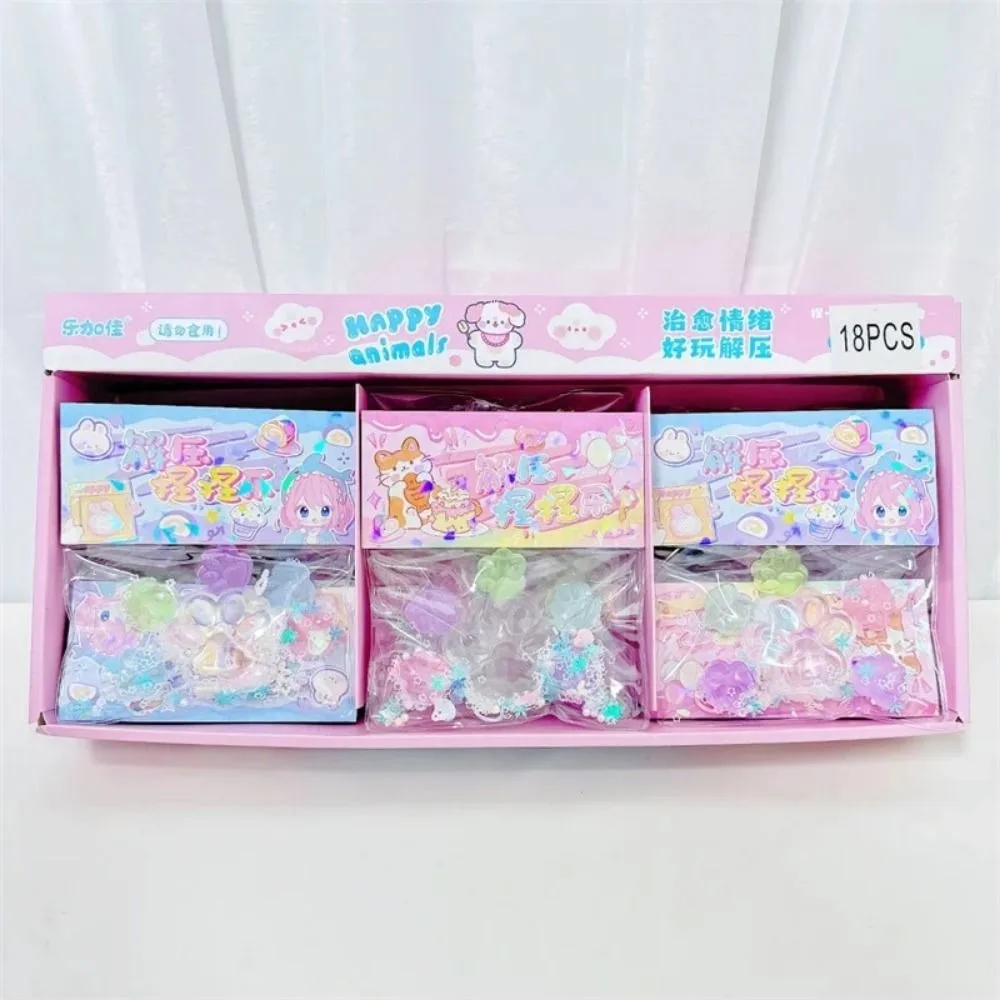 6 pçs/saco novo transparente luminoso gato pata tpr mini estiramento brinquedos kawaii brinquedo de descompressão presente festa