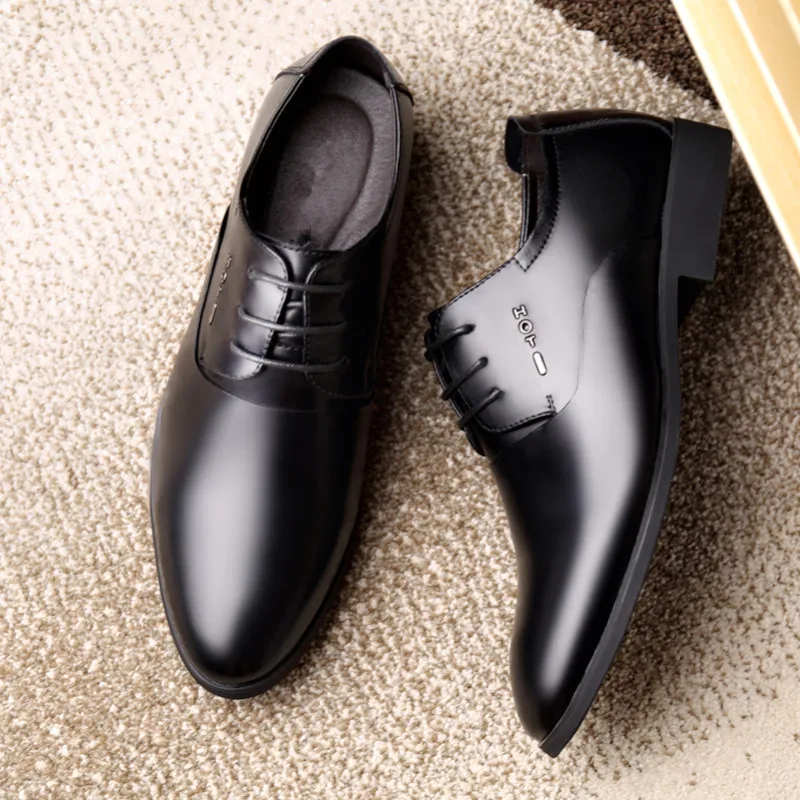 Black Leather Men\'s Dress Shoes Spring Autumn New Designer Low Heel Shoes Man Fashion Casual Solid Color Loafers Male