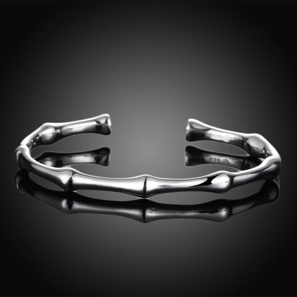 Hochwertige klassische Armreifen aus 925er Sterlingsilber mit Bambusmotiv für Damen, verstellbar, modisch, für Hochzeiten, Partys, Geschenke, Schmuck