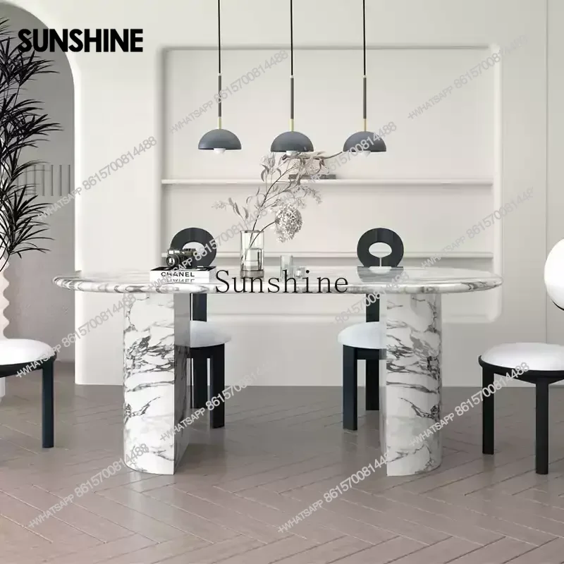 

French marble dining table imported retro industrial style household large apartment tableX