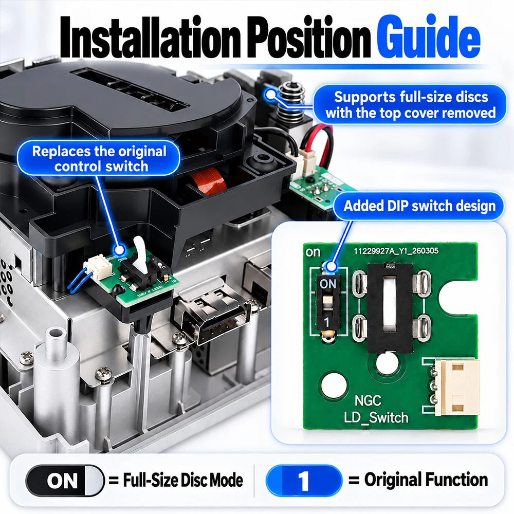 Ersatzplatine für den Steuerschalter des Deckels des optischen Laufwerks mit vollwertigem Disc-Modus für die GameCube NGC-Konsole – Detail 2